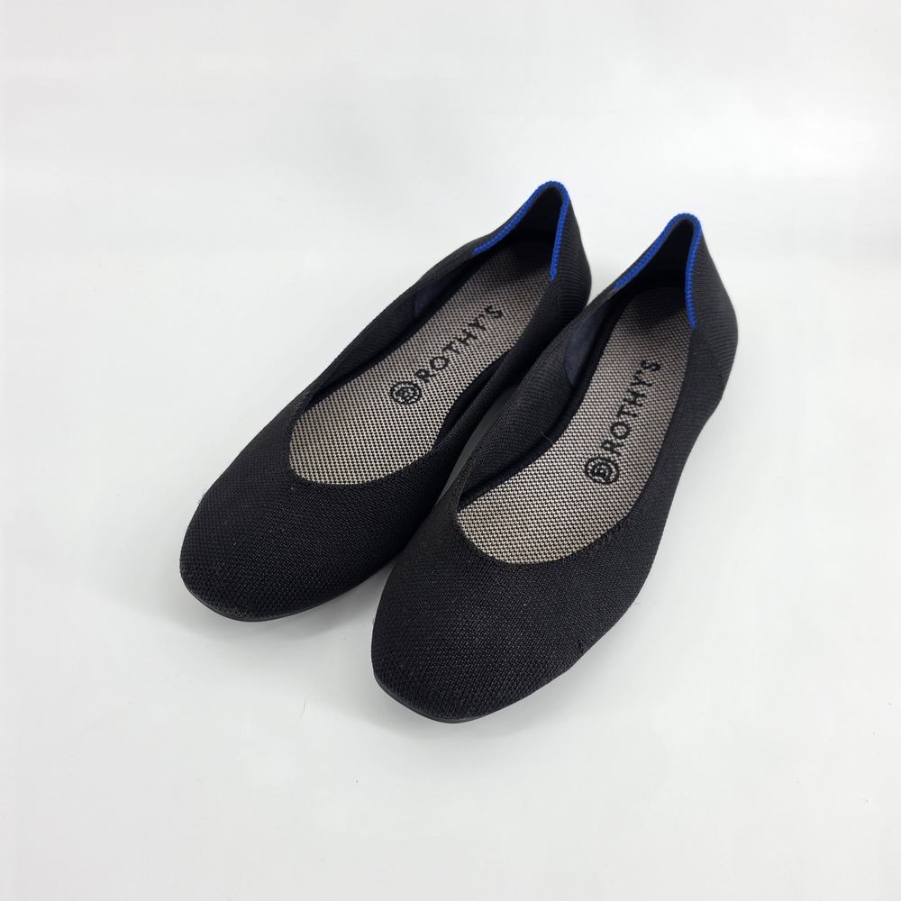 Rothy's The Flat Women 9.5 Black Round Toe Knit Ballet Flats Sustainable Classic